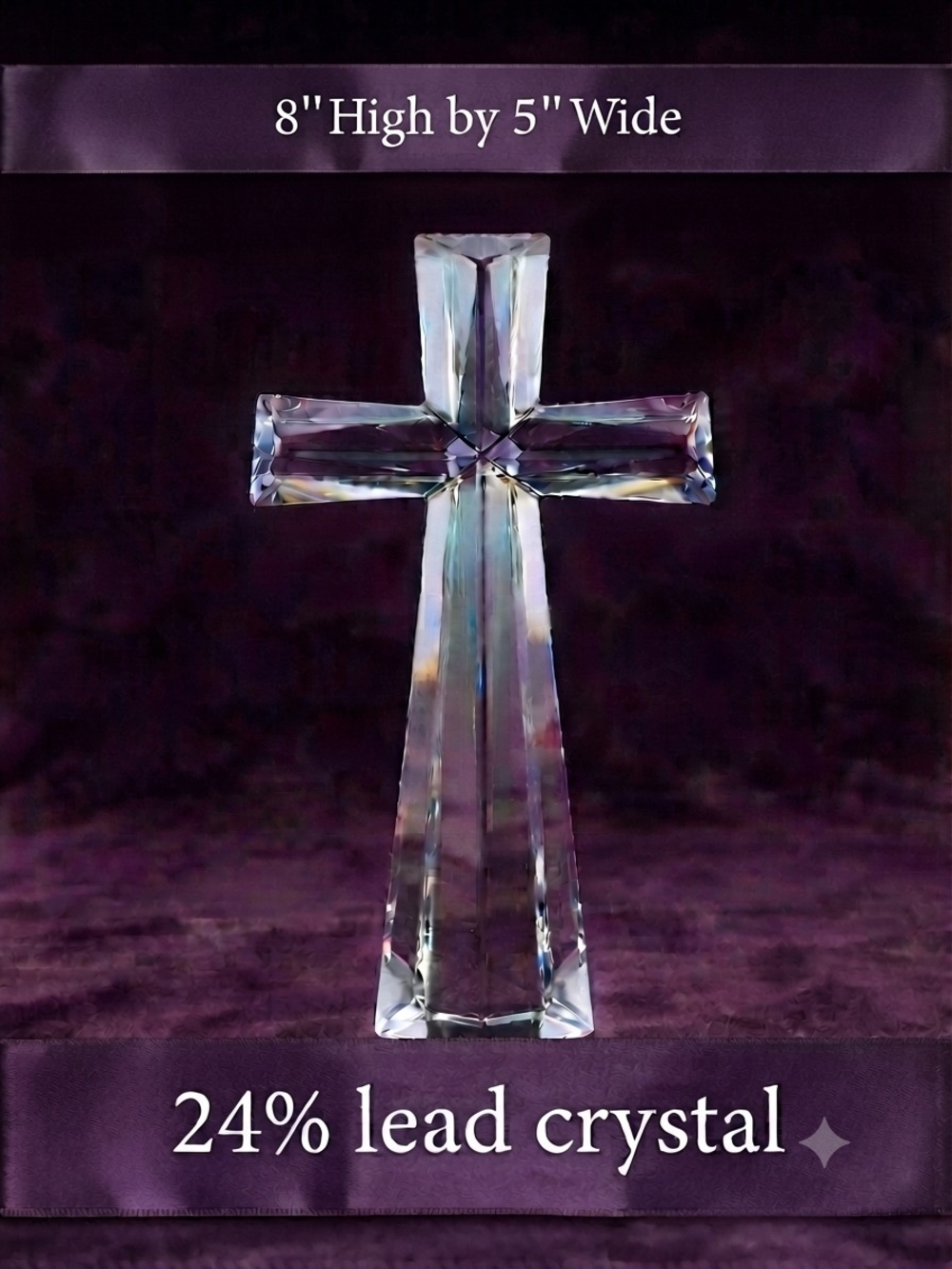 Teleflora Gift 24% Lead Crystal Cross Figurine Clear 8" x 5"